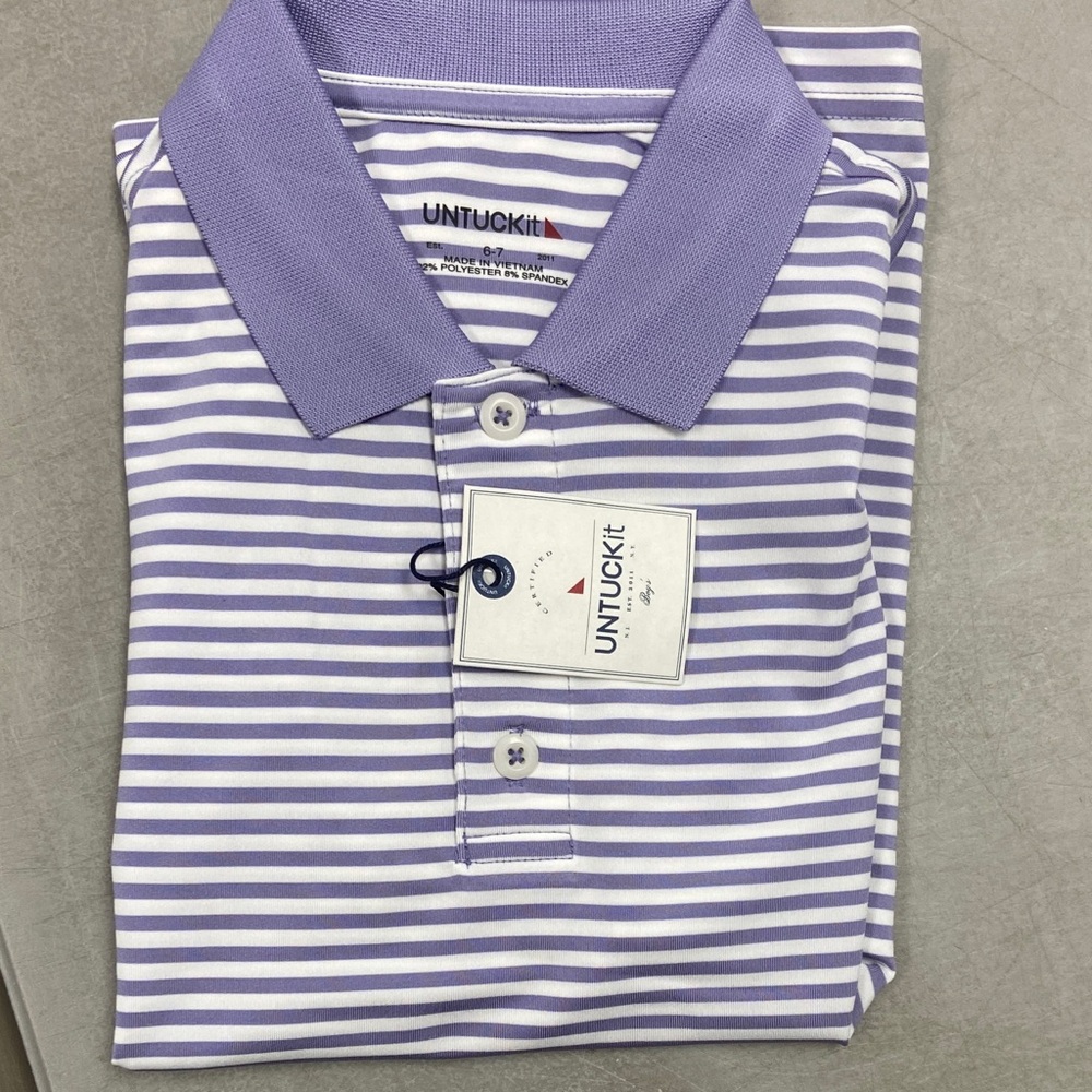 UNTUCKit Kids Purple and White Striped Button Down Shirt